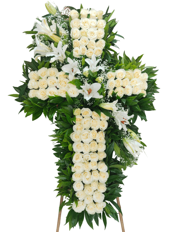 Arreglos floral fúnebre cruz de condolencias
